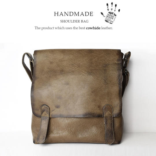 【先着50名様 20%OFF】牛革ヴィンテージ加工ショルダーバッグ(ダークブラウン)