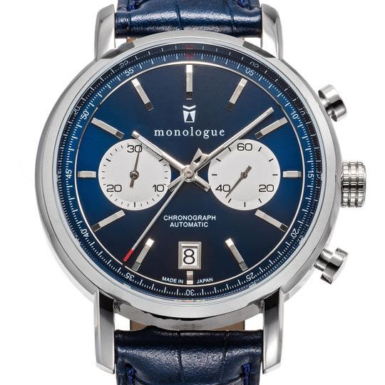 <先着6名限定> 15%OFF 自動巻きクロノグラフ　ＳＳモデル+日本製型押しカーフ革ベルト