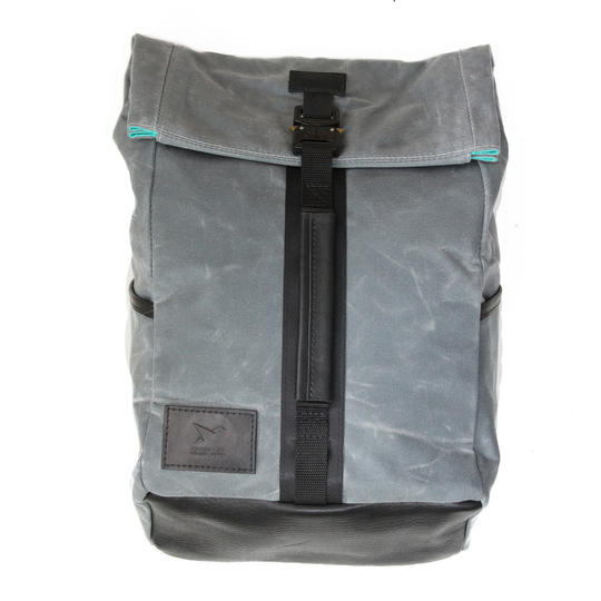 D【限定1名様】Vice Rucksack グレー(ロゴ黒・金具黒)10%OFF(ワックスキャンバス生地)
