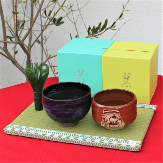 【クラウドファンディング特別価格】“縁結び”ラテ茶碗ペアセットB (松江陶苑「ぼうろ」×夢蓂窯「ギャラクシー」)