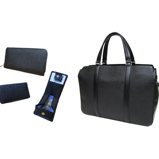 【先着10名様限定】  本漆革を使った名刺入れ・カードが入るコインケース・ラウンド型財布・ビジネスバッグの4点セット