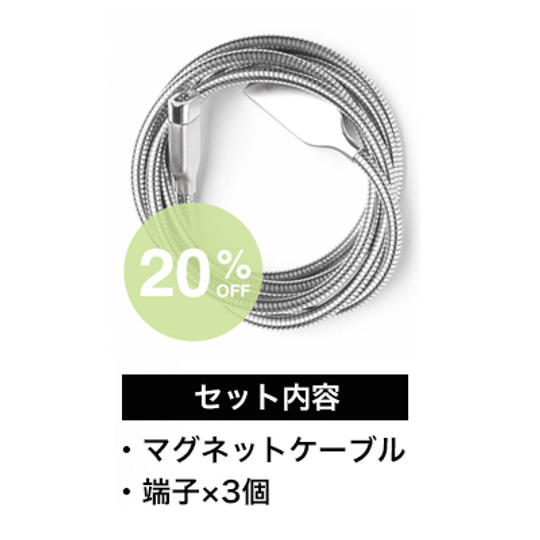 【早割20％オフ】マグネットケーブル×1、端子×3