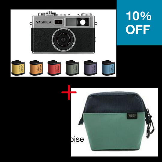 YASHICA Y35 with 6 digiFilms & デイズポーチ（ブルー･ターコイズ）セット