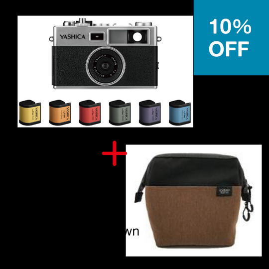 YASHICA Y35 with 6 digiFilms & デイズポーチ（ブラック･ブラウン） セット