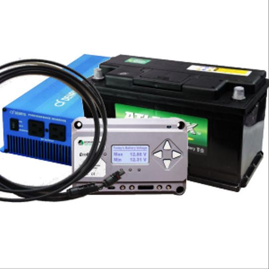 【オプション】専用充電コントローラ／3mケーブル／1000Wh鉛バッテリー／1500Wインバータセット（10%OFF）