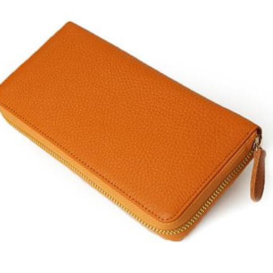 【20％OFF】特許4FUSION 日本製イタリアレザー長財布　オレンジ