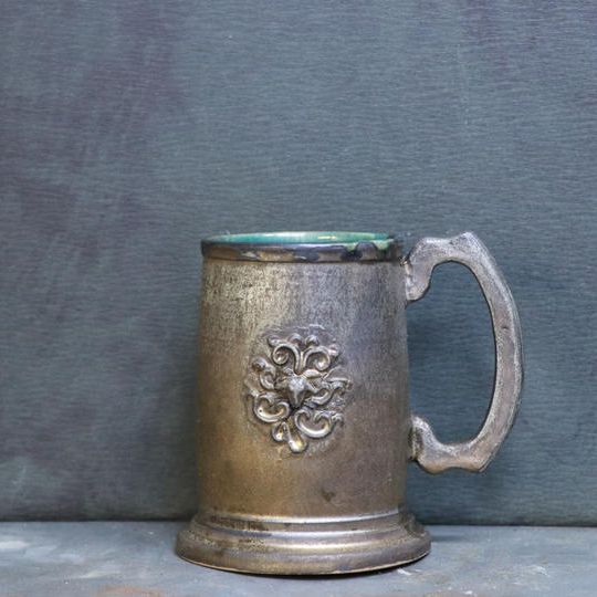 【限定10個】時を味わう器・琉球古典焼ビアカップ(銀加工)