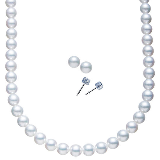 【花珠】壱岐真珠ネックレス・イヤリング(ピアス)セット 7.5-8.0mm
