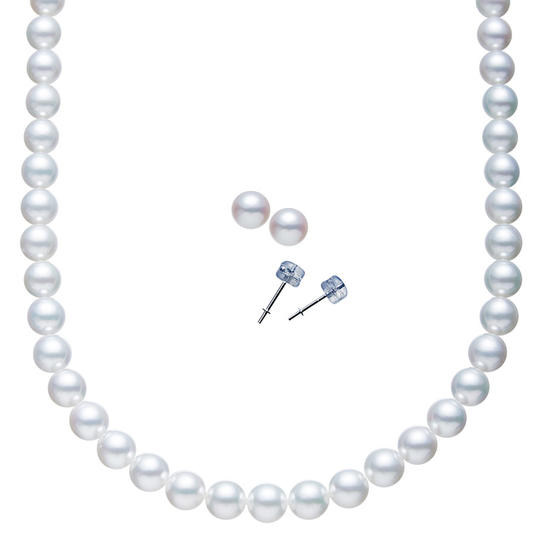 壱岐真珠ネックレス・イヤリング(ピアス)セット 7.5-8.0mm