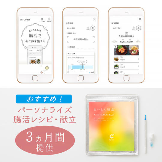 【おいしく腸活】腸内フローラ解析1回とパーソナライズ腸活レシピ・献立3カ月分提供