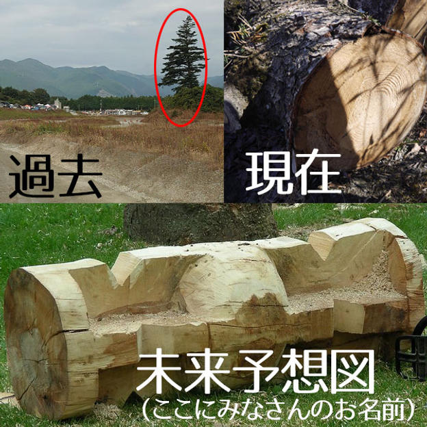 記念オブジェ (一本モミの木）に名前記載