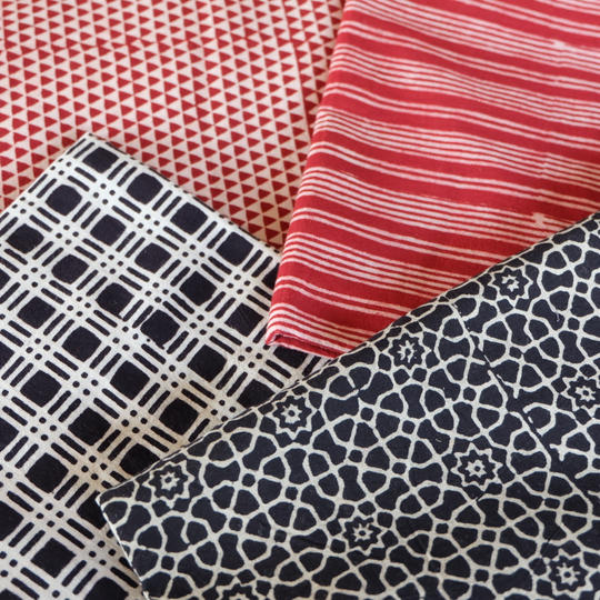 コットン木版プリント スクエア マルチクロス　4種