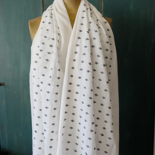 コットンジャムダニ織りストール　スモールクロス柄