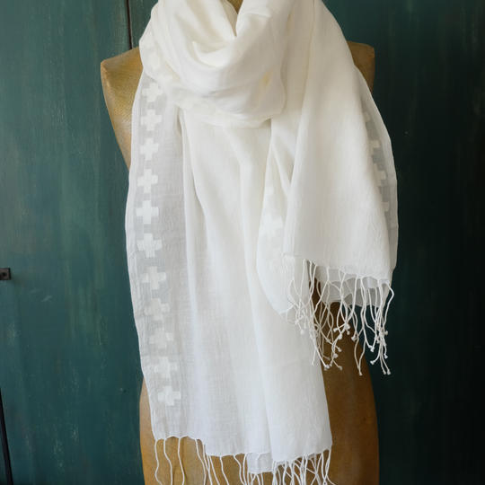 コットンジャムダニ織りストール　クロス柄　2種