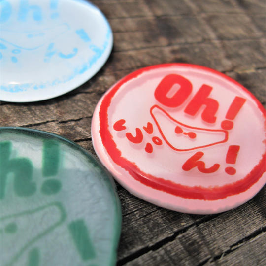 パンティの切れ端で作ったガラスブローチ（Oh!ぷん!デザイン）＋ありがとうセット