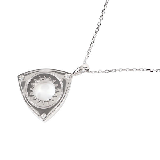 ロータリーエンジン ローター ペンダントネックレス シルバー/キュービックジルコニア