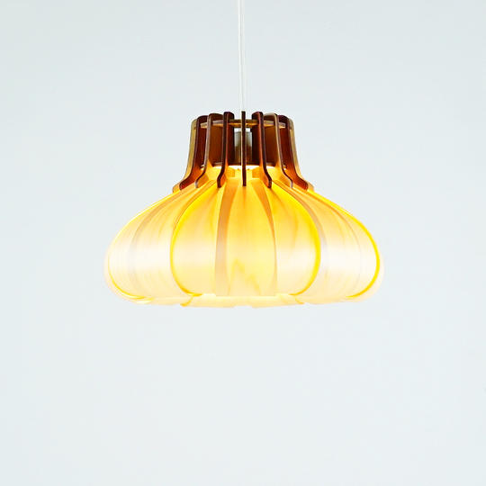 【Creema SPRINGS割引き】天然木「ヒノキ」ツキ板ペンダントライト『オニオン』