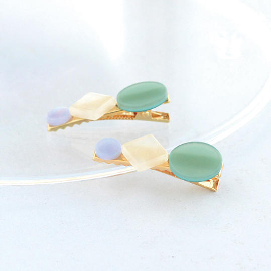 短めのヘアクリップ ミント