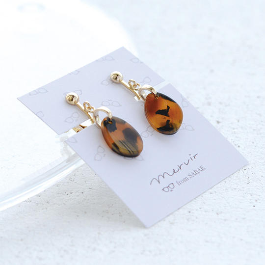 めがねの欠片 ビーンズピアス・イヤリング - ブラウン系 -