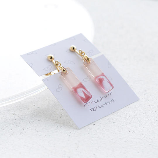 めがねの欠片　スティックピアス・イヤリング - クリアハーフ -