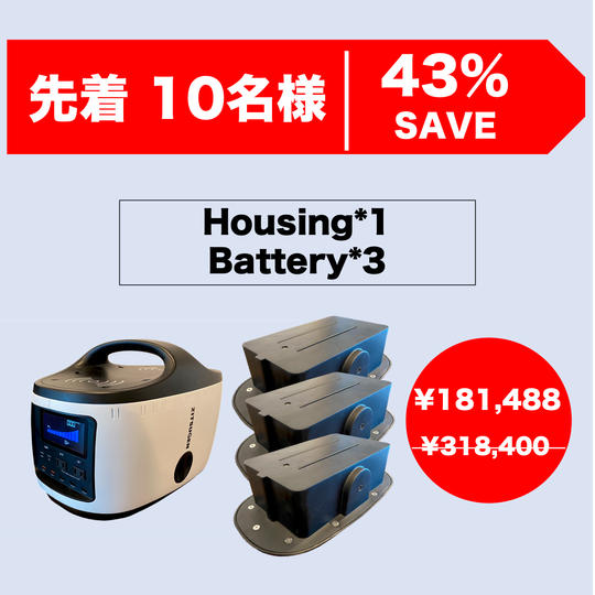 【先着10名様限定】RELIFEハウジング 1台　カートリッジバッテリー 3台セット