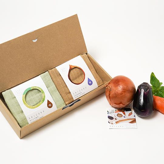 《Creema限定価格》野菜染めタオル【雫～SHIZUKU～】おいしいキッチンタオル4枚セット