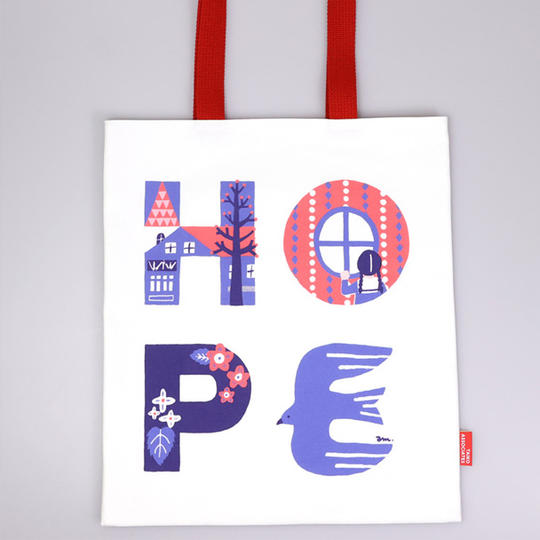 「南三陸ミシン工房」縫製 プリントトートバッグ 「升ノ内 朝子 作 / HOPE」