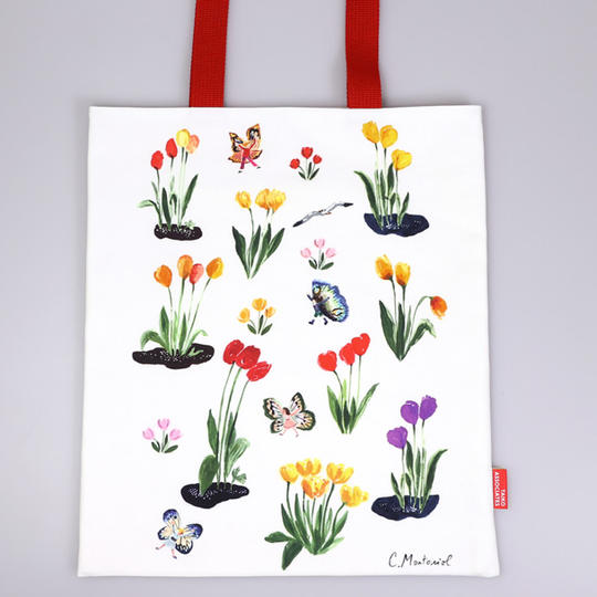 「南三陸ミシン工房」縫製 プリントトートバッグ 「Cassandre Montoriol 作 / 春は必ず訪れる」