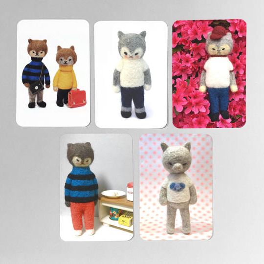 ねづねこちゃんポストカード 5種セット（フェルト人形タイプ）