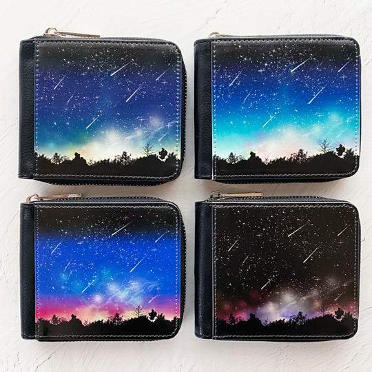 流星柄 折りたたみ財布【流星ポストカード付き カラーランダム】
