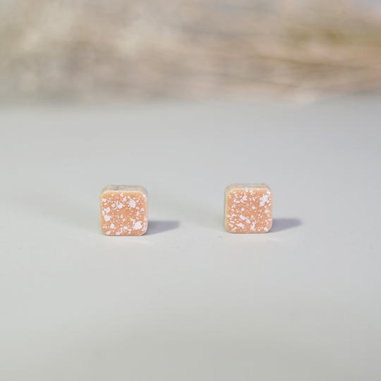 《Creema SPRINGS限定》ヴィンテージ 美濃焼タイル  ピアス or イヤリング : Orange