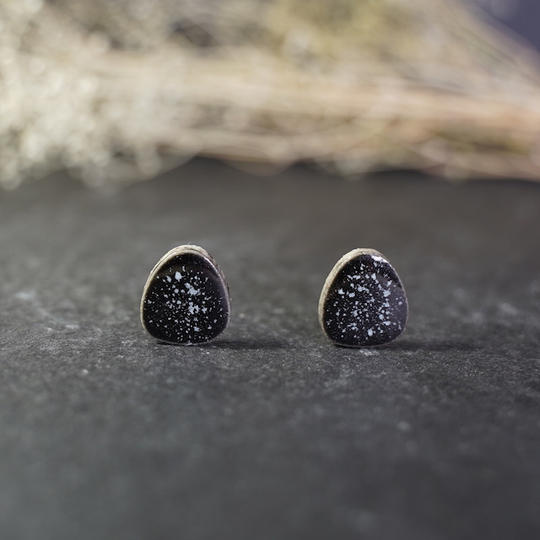 《Creema SPRINGS限定》ヴィンテージ 美濃焼タイル  ピアス or イヤリング : Bk+W