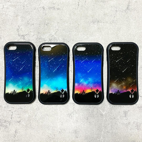 流星柄iPhoneグリップケース【流星ポストカード付き カラーランダム】