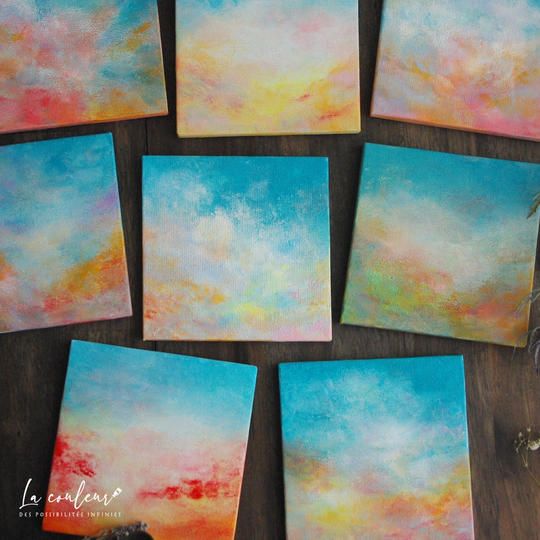 夕焼け空の原画(約 100×100×10mm)	