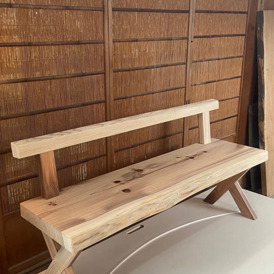 ☆釘　ネジ　を使わずに創る杉材　背もたれ付きベンチ