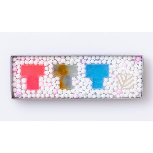 ⑨【沖宮限定京菓子セット】琥珀「雛形の小箱」+ブレンド茶「茶と染」京菓子司 亀屋良長×櫻井焙茶研究所×アトリエシムラ