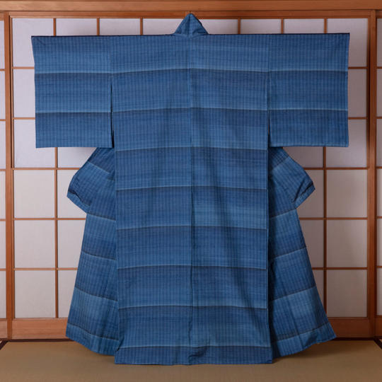 ㉗【紬織り着物】男性着物「不知火」（志村ふくみ作）