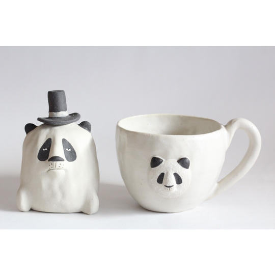 動物マグカップ、一輪挿しset　　「パンダ」　＊送料込み
