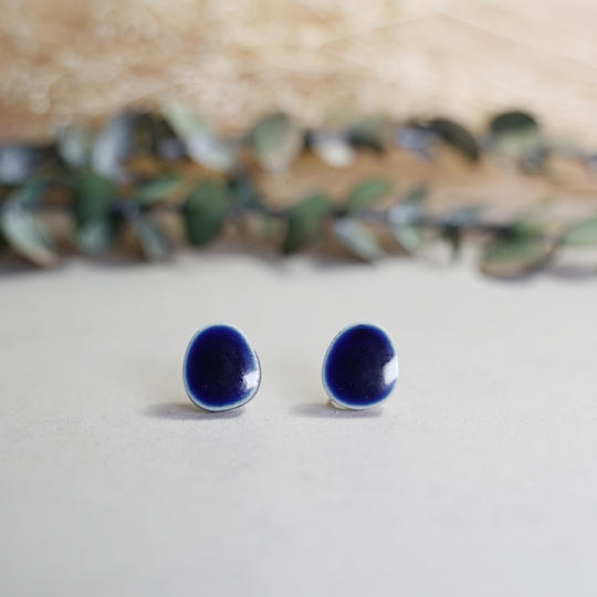 Deep Blue Muji   美濃焼タイル  ピアス or イヤリング  《Creema SPRINGS限定》
