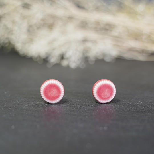 TAGAKU オリジナルタイル（石膏型による成型）のピアス or イヤリング :  Red