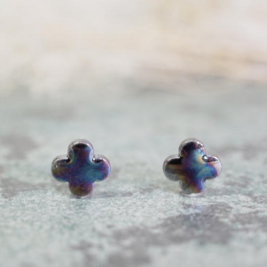 追加分！ TAGAKU オリジナルカラー　美濃焼タイル ピアス or イヤリング   : Bk Pearl