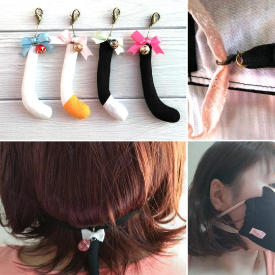 猫ちゃんマスク＋猫しっぽチャーム＋サンクスレターセット