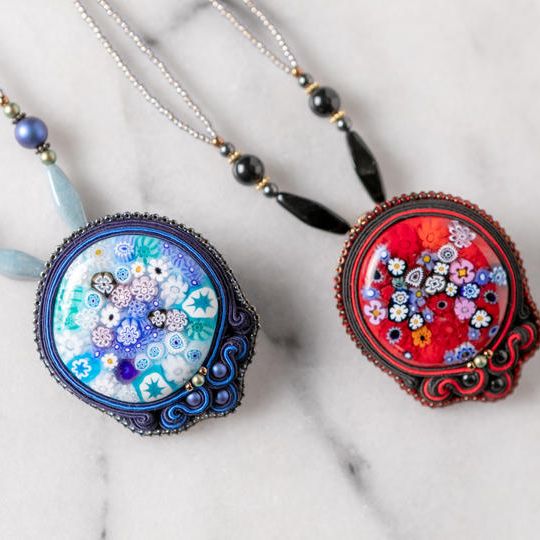 COSAERU 【コサエル】 ヴェネチアングラスとソウタシエのコラボネックレス