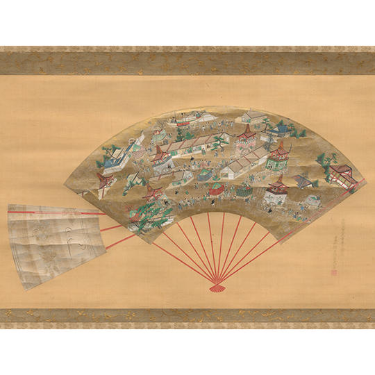 御物　伝 後陽成天皇所持品 土佐光吉筆『扇面祇園会図』（90%縮小）　高精細複製 額装　