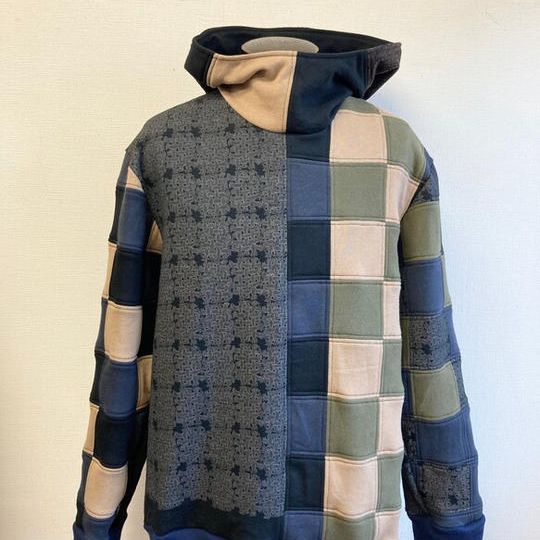 男女兼用★切替しバイカラーパーカー 柄ミックス（メンズLL）