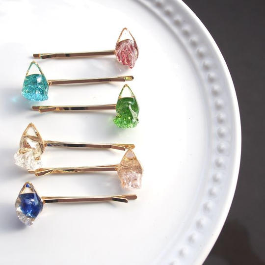 ころんと溢れるしずくヘアピン 【1本】