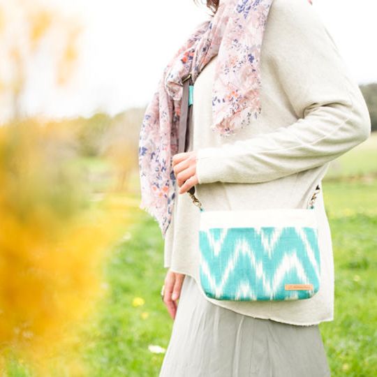 「行った気分になれる」伝統生地サコッシュ＋「マヨルカ島の写真付き」サンクスカード012