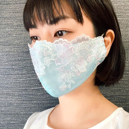 すっぴんサイズースカラップ水色レース