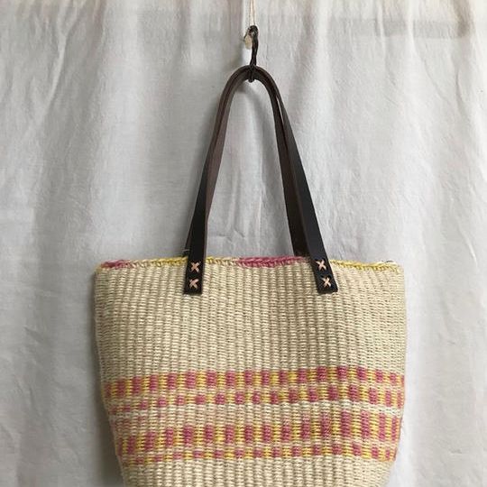 【一点物】天然素材段染め麻ひもマルシェバッグ（送料無料）