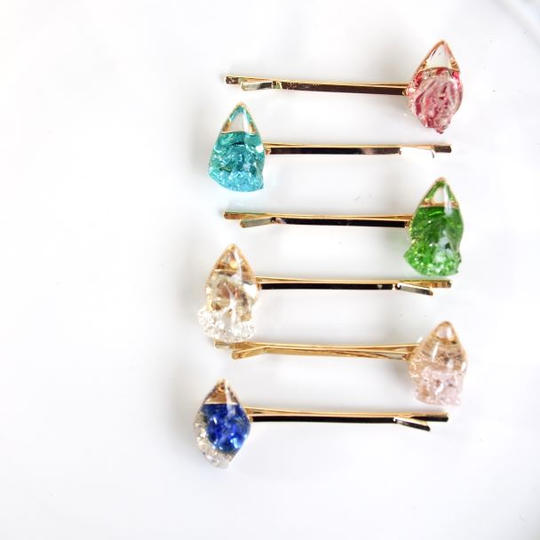 ころんと溢れるしずくヘアピン 【3本セット】